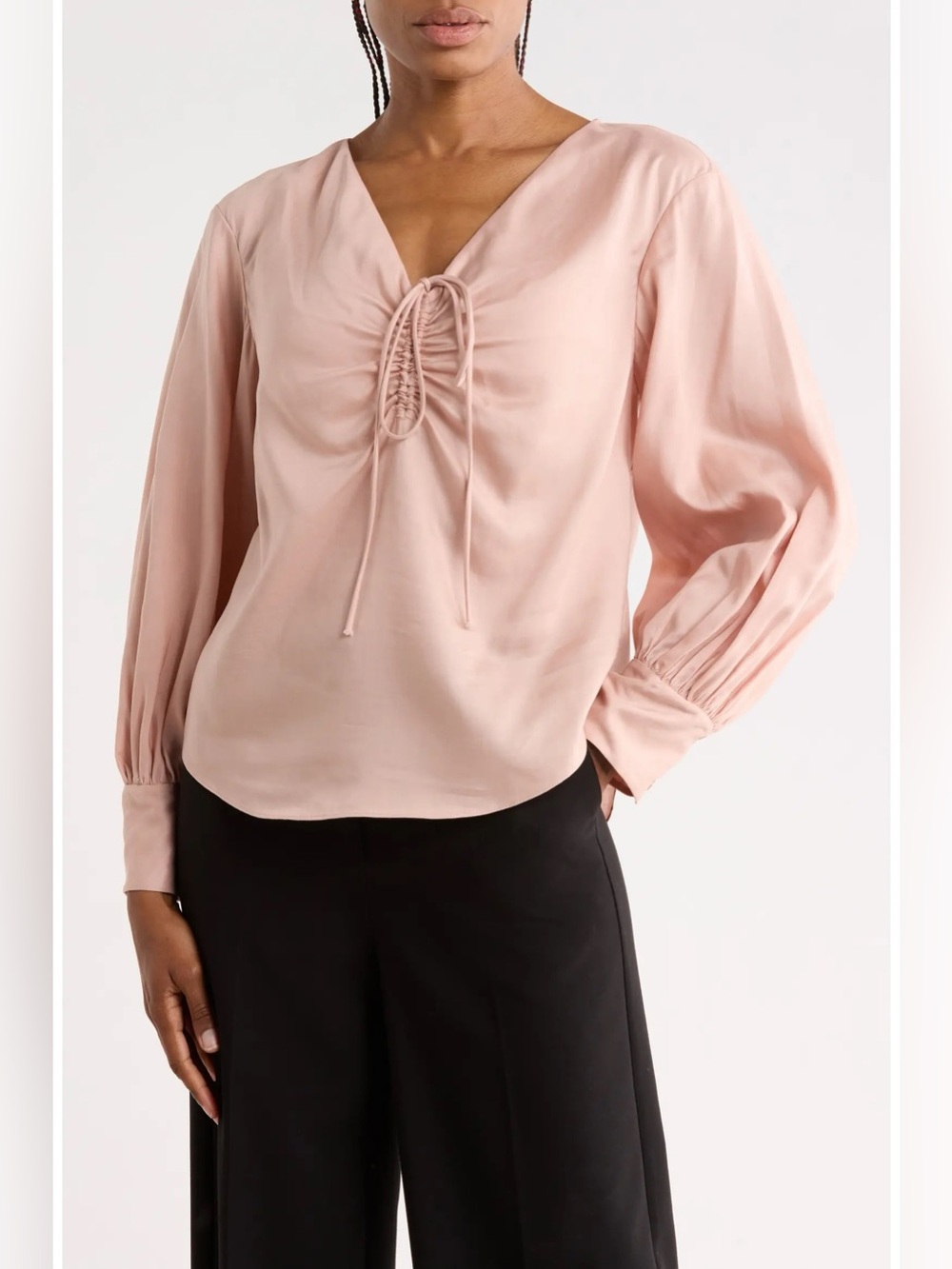 Anthropologie Rebecca Taylor NWT Ruched Drawstring Blouse Blush Pink Size 12